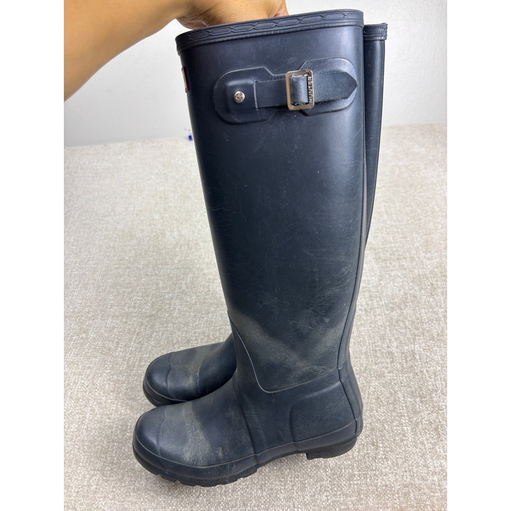 Hunter Original Tall Rain Boots Navy Blue Matte WFT1000RMA Womens 8 / Mens 7